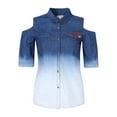 thumbnail image 1 of Richie House Women's Short Sleeve Cotton Denim Blouse RHW2508, 1 of 5