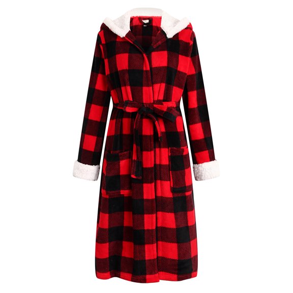 Richie House Women's Soft and Warm Red Checked Robe RHW2876