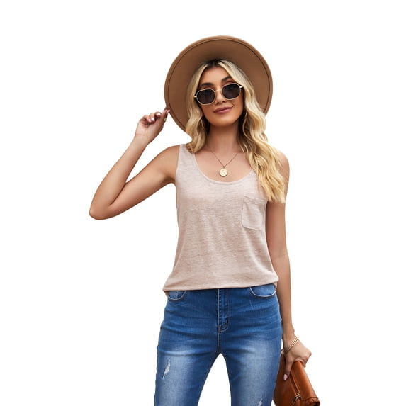 Richie House Women's Summer Casual Sexy Sleeveless Shirt Tee Loose Top ARH2036-A-XS