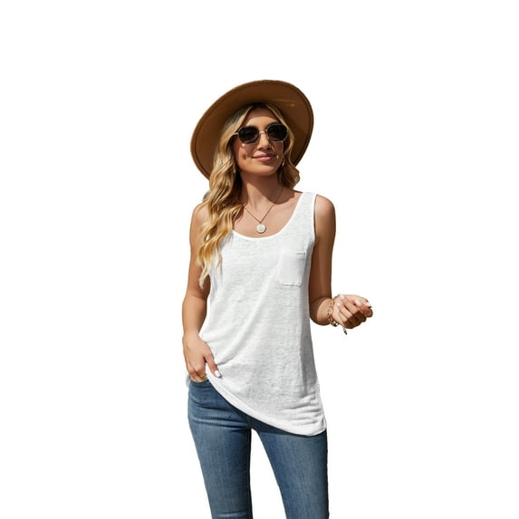 Richie House Women's Summer Casual Sexy Sleeveless Shirt Tee Loose Top ARH2036-B-S