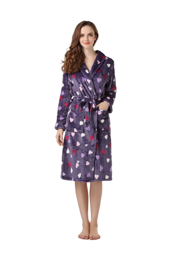 Women's Warm Fleece Bathrobe Robe RHW2318