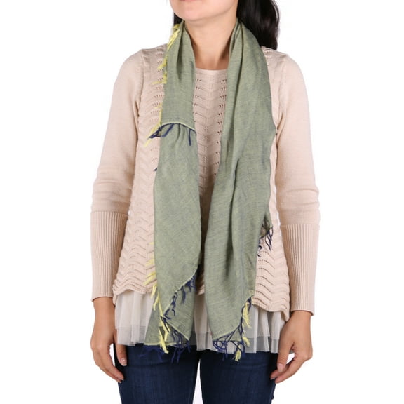 Richie House Women's Yellow and Blue Crossweave Scarf RH0423