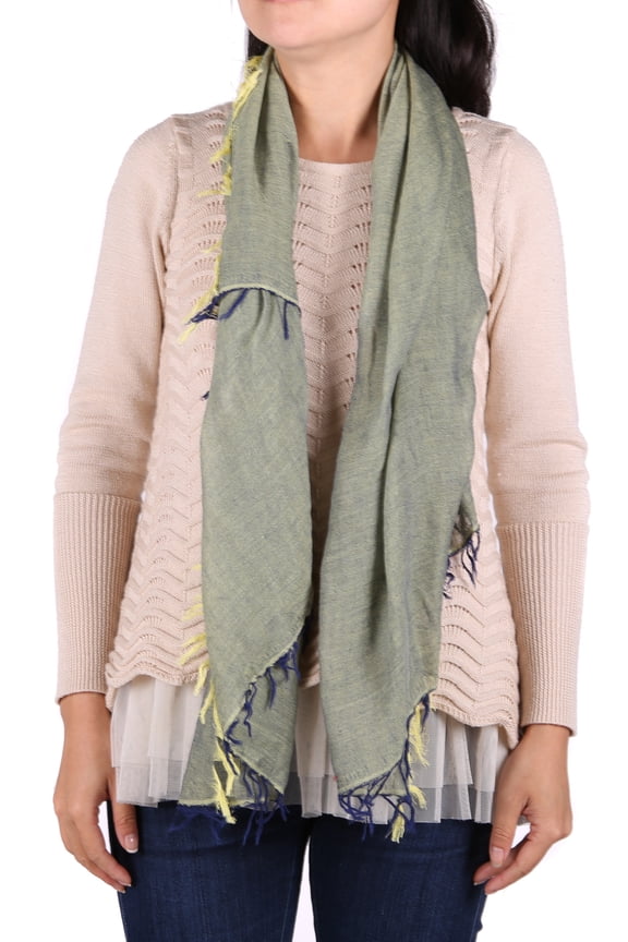 Women's Yellow and Blue Crossweave Scarf RH0423