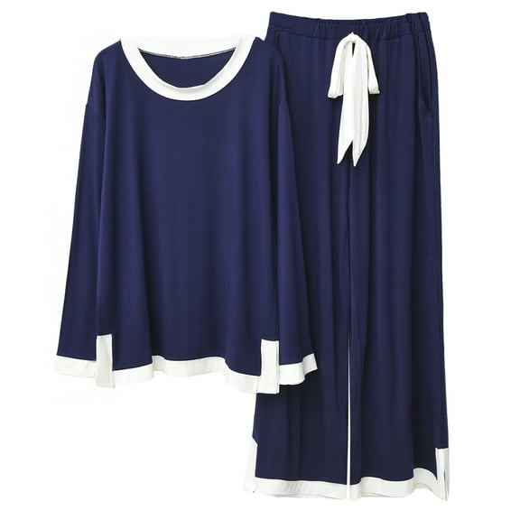 Richie House Womens Pajama Set Long Sleeve Sleepwear Scoop Neck Pjs Sets S-XXL 2 Pc set Lounge RHW4044