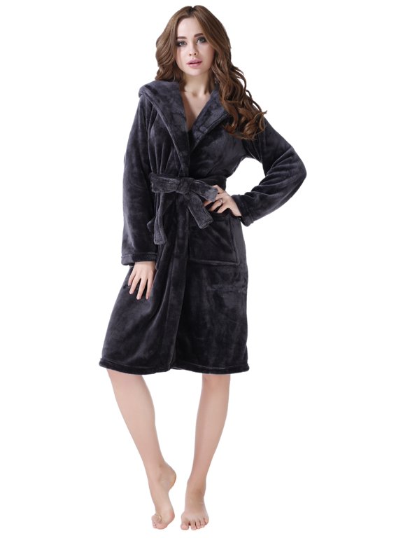fleece robe with hood rhw2233(grey)-a-xl
