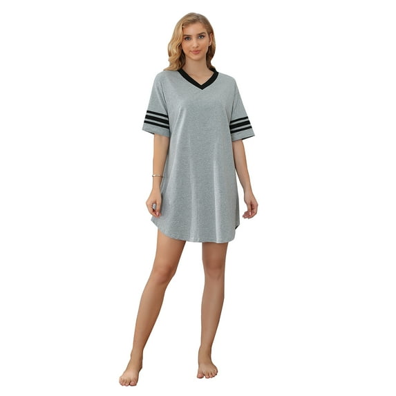 Richie House Womens Sleepwear Short Sleeve Nightgowns Sleepshirt Loose Nightshirt Loungewear RHW2929-A-S
