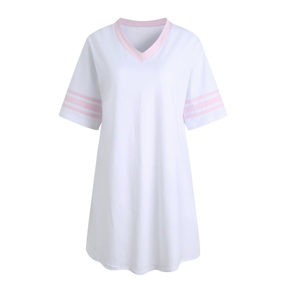 Richie House Womens Sleepwear Short Sleeve Nightgowns Sleepshirt Loose Nightshirt Loungewear RHW2929-D-L
