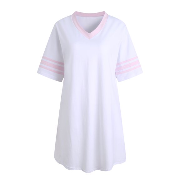 Richie House Womens Sleepwear Short Sleeve Nightgowns Sleepshirt Loose Nightshirt Loungewear RHW2929-D-L