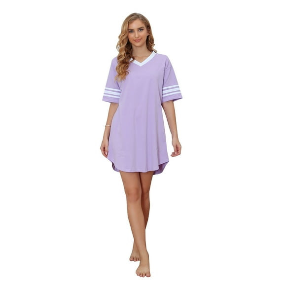 Richie House Womens Sleepwear Short Sleeve Nightgowns Sleepshirt Loose Nightshirt Loungewear RHW2929-F-M