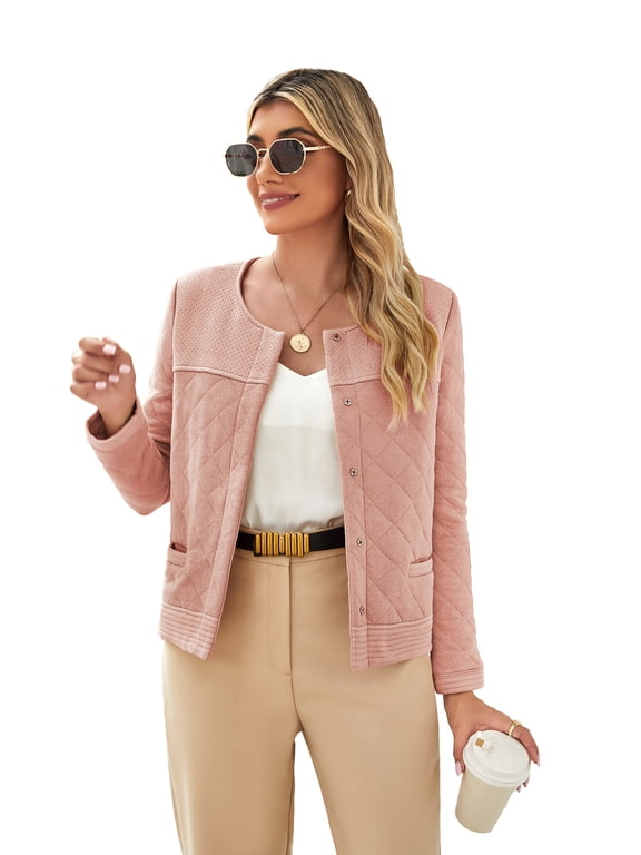 Womens Thin Solid Button Quilted Winter Warm Jacket Size XS-XL ARH2020-A-L