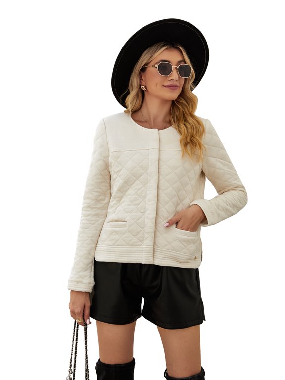 Womens Thin Solid Button Quilted Winter Warm Jacket Size XS-XL ARH2020-B-L