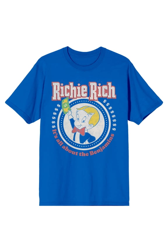 Richie Rich 1960 It's All About the Benjamins Men's Royal Blue Short Sleeve Tee-Large