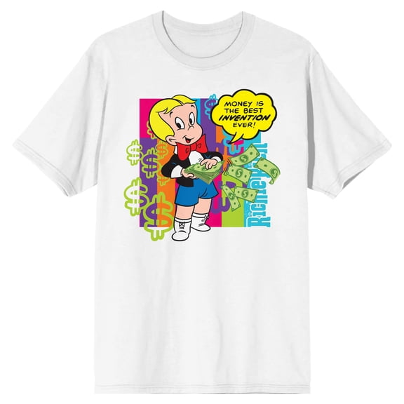 Richie Rich 1960 Money Is The Best Invention Ever Women’s White Short Sleeve Tee-Small