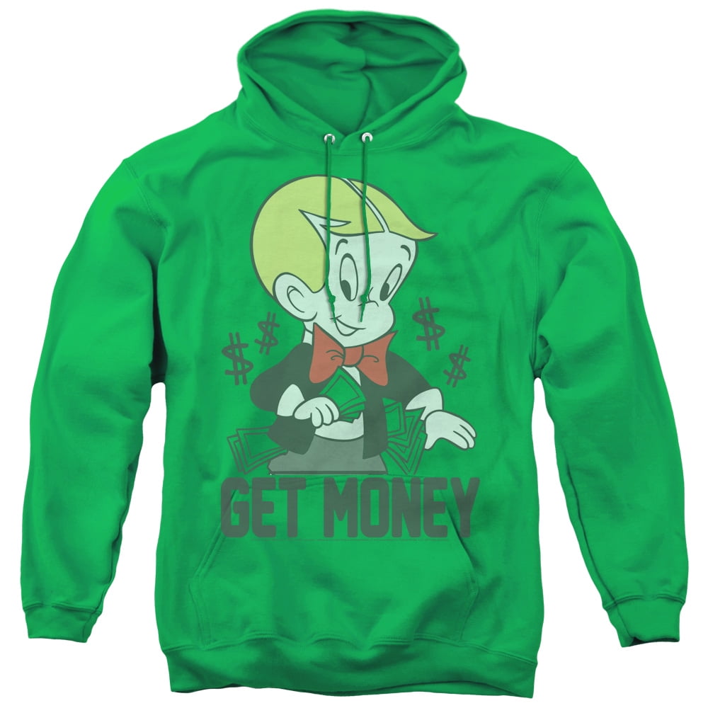 Richie Rich Get Money Adult Pullover Hoodie Sweatshirt Kelly Green