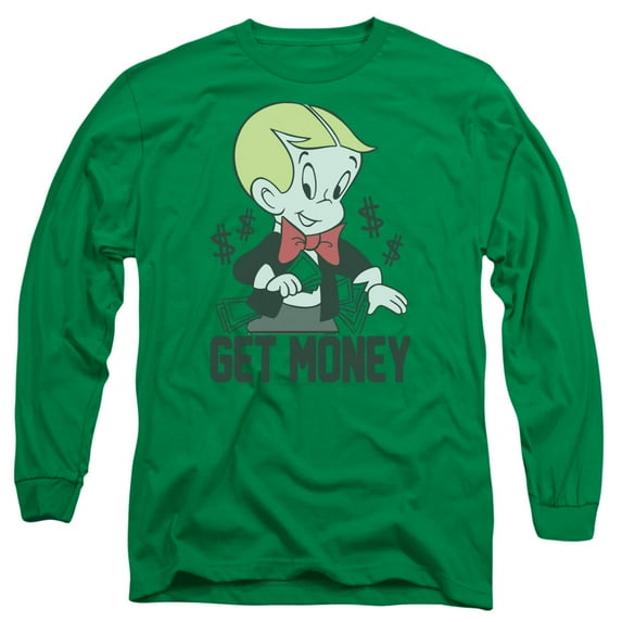 Richie Rich/Get Money-Long Sleeve Adult 18/1-Kelly Green