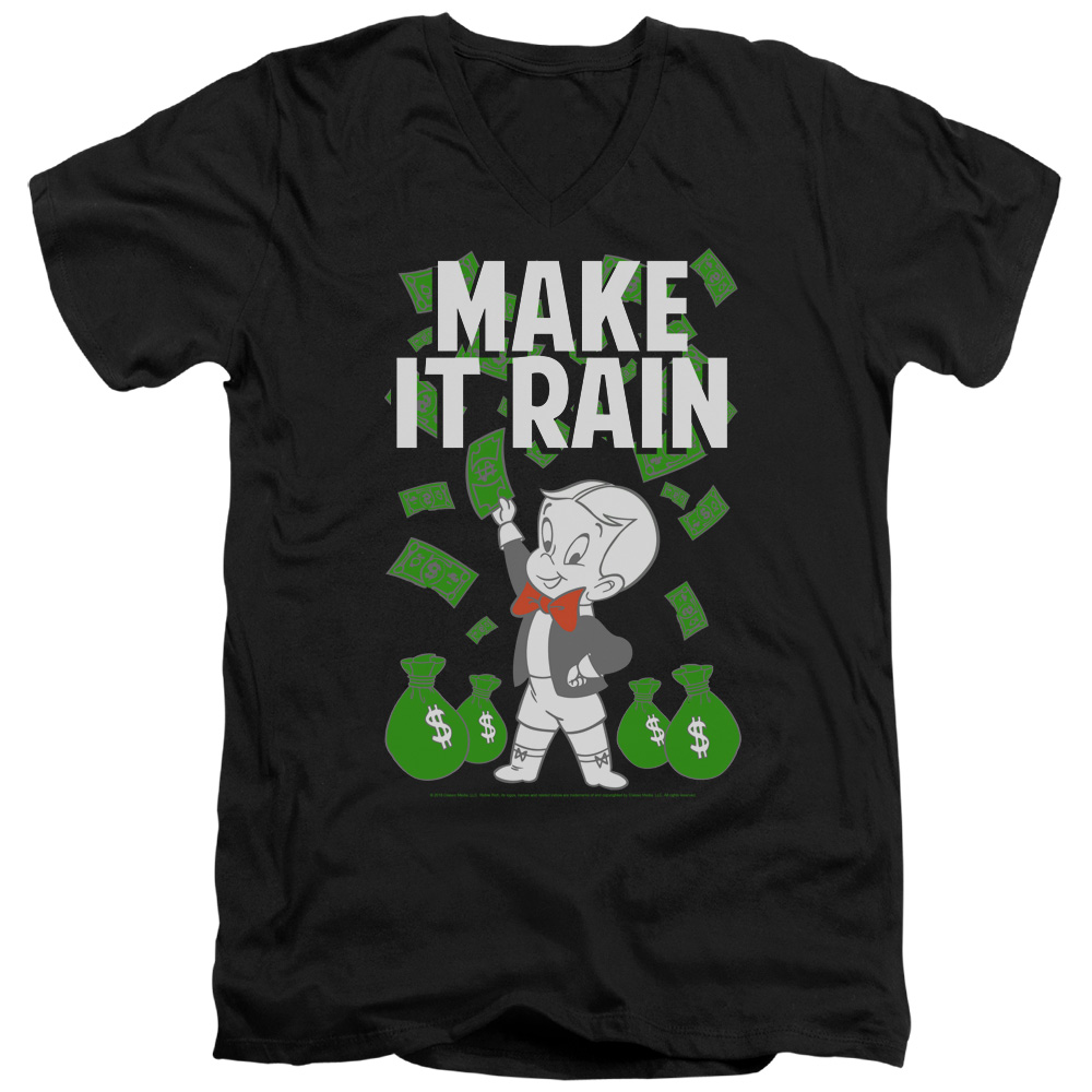 Richie Rich/Make It Rain S/S Adult V-Neck T-Shirt 30/1 T-Shirt Black - image 1 of 1