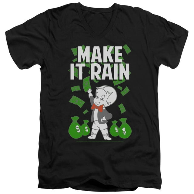 Richie Rich/Make It Rain S/S Adult V-Neck T-Shirt 30/1 T-Shirt Black