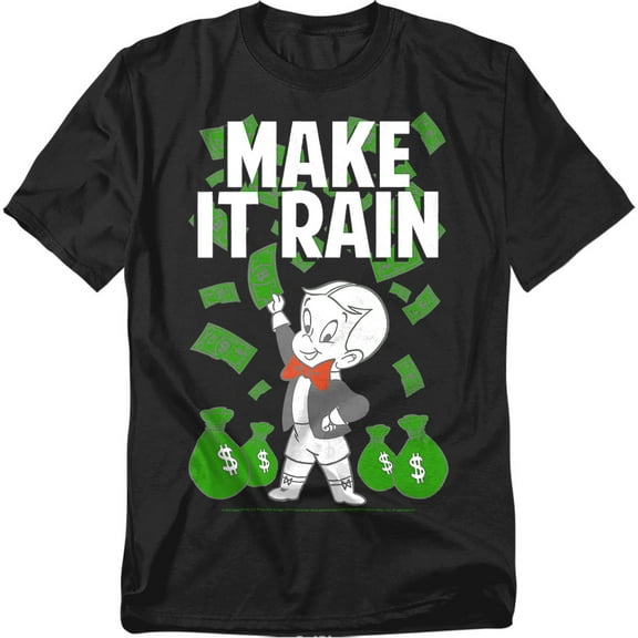 Richie Rich Make It Rain Unisex Adult T-Shirt, Black, 7X-Large