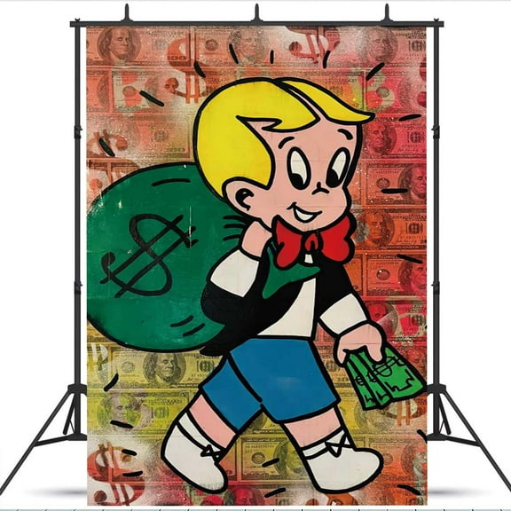 Richie Rich school Banner Backdrop Background Taspestry Wall Decor Birthday Party Supplies Poster Fans