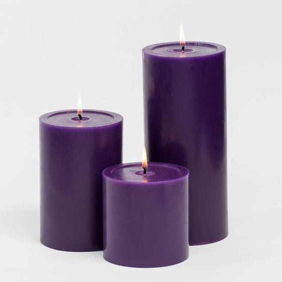 Richland 4" Pillar Candles Purple Set of 3