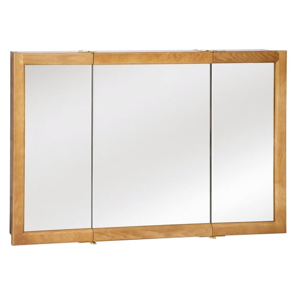 Design House 48" Wood Mirrored Wall Mount Bathroom Medicine Cabinet, Nutmeg Oak