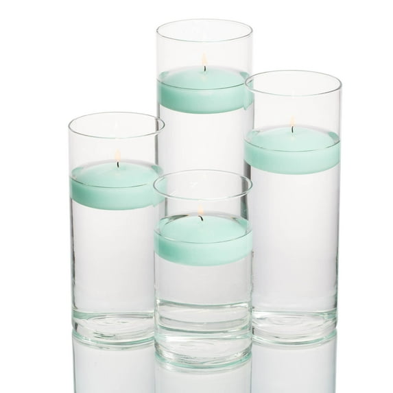 Richland Floating Candles Aqua & Eastland Cylinder Holders Set of 48