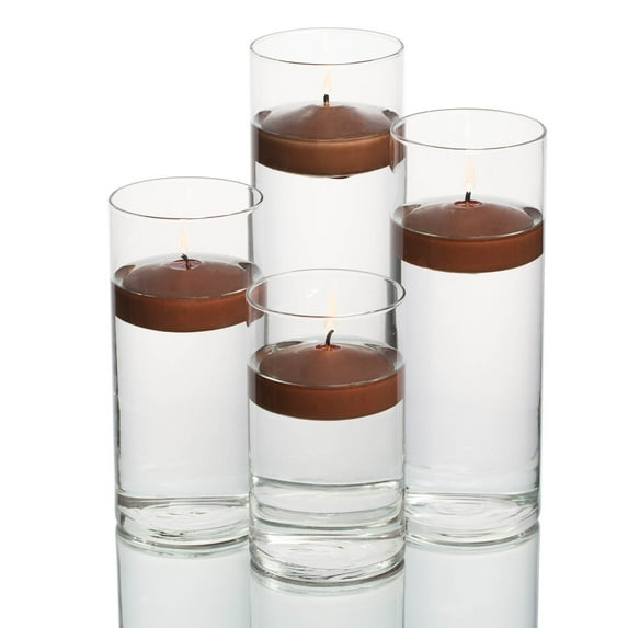 Richland Floating Candles Brown & Eastland Cylinder Holders Set of 48
