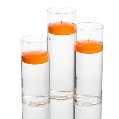 Richland Floating Candles Orange & Eastland Cylinder Holders Set of 3