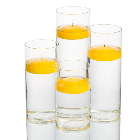 Richland Floating Candles Yellow & Eastland Cylinder Holders Set of 48