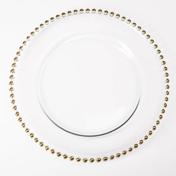 Richland Glass Charger Plate Gold Beaded 13" Set of 48