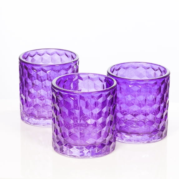 Richland Glass Votive and Tealight Holder Chunky Honeycomb Purple Set of 24
