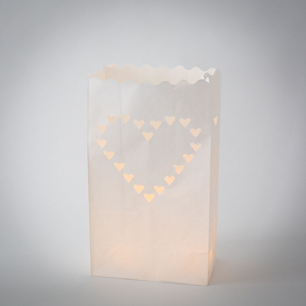 Richland Love Heart White Luminary Bags, 10 bags