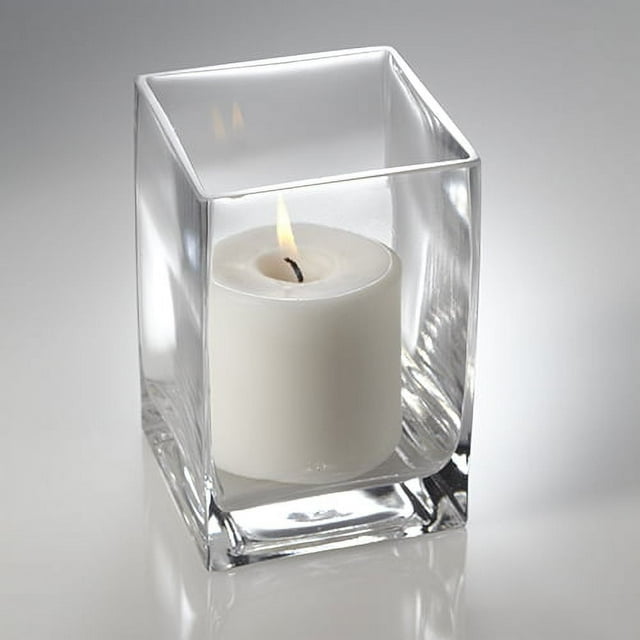 Richland Pillar Candle 3" & Eastland Square Holder 6" White Set of 12