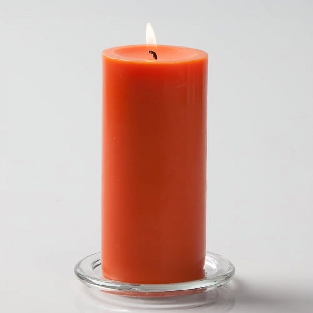 Richland Pillar Candle 6" & Eastland Cylinder Holder 7.5" Orange Set of