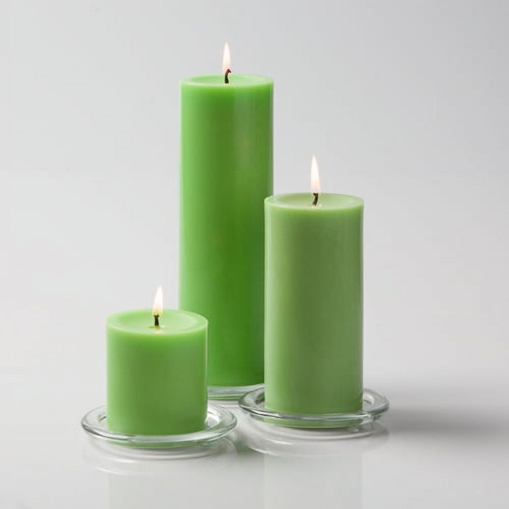 Richland Pillar Candles 3" x3", 3" x6" & 3" x9" Green Set of 3
