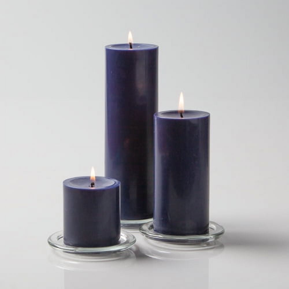 "Richland Navy Blue Pillar Candles Set, Sizes 3"" x3"", 3"" x6"", & 3