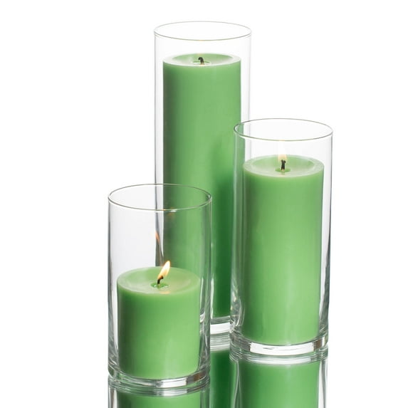 Richland Pillar Candles & Eastland Cylinder Holders Green Set of 36