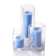 thumbnail image 1 of Set of 3 Richland Pillar Candles Light Blue and 3 Glass Eastland Square Holders, 1 of 3