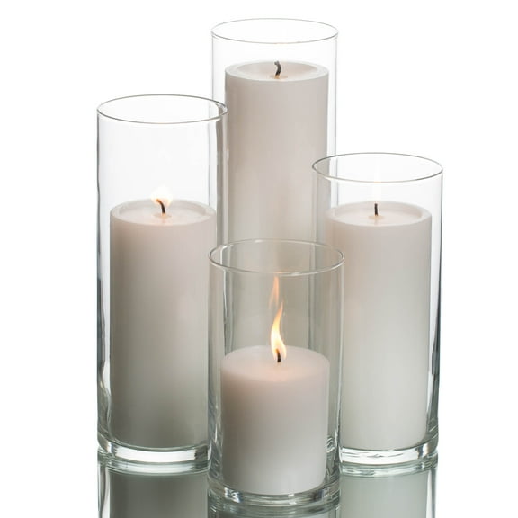 Richland Pillar White Candles & Eastland Cylinder Holders Set of 48