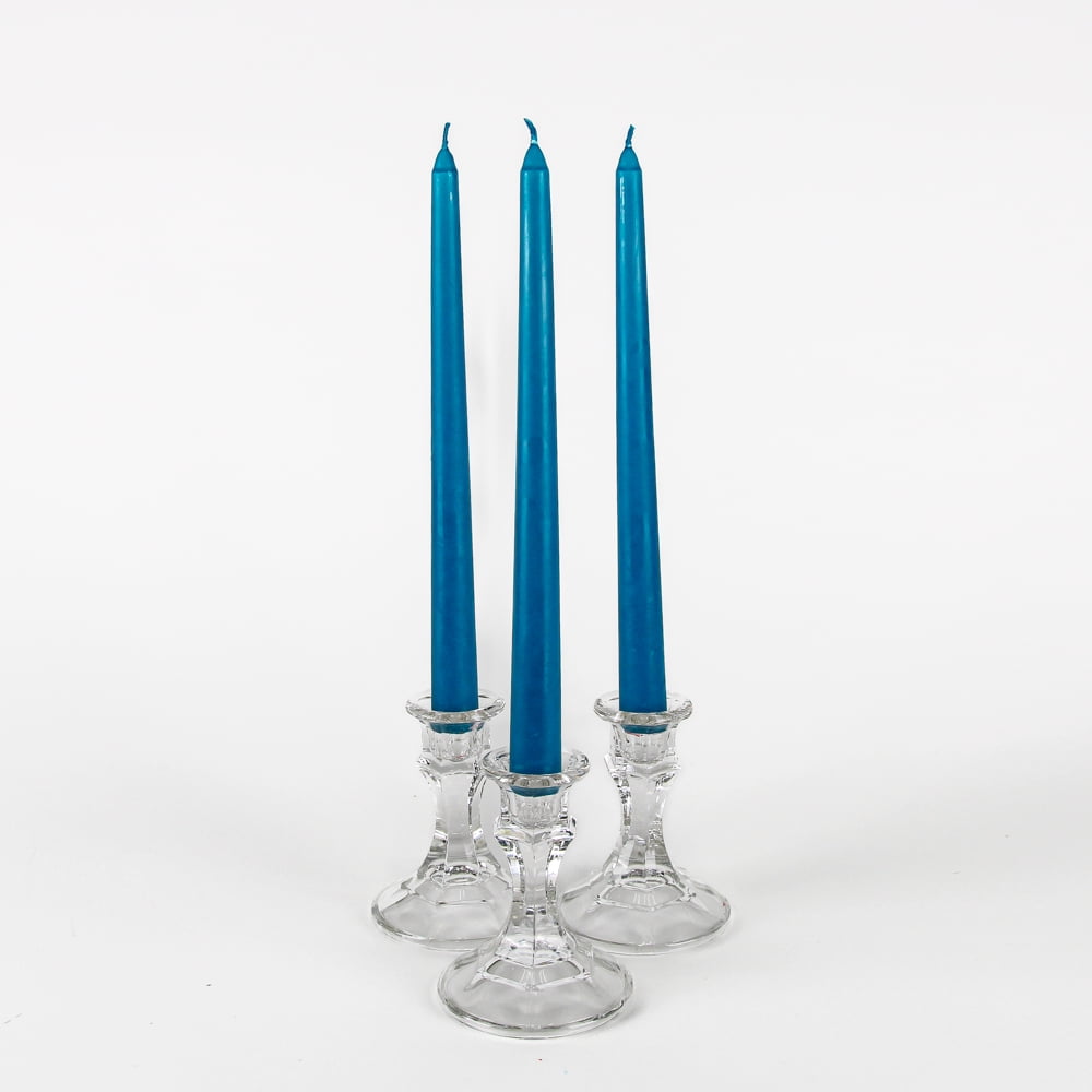 Teal Blue Spiral Flameless Taper Candles with Remote- 6 Pack