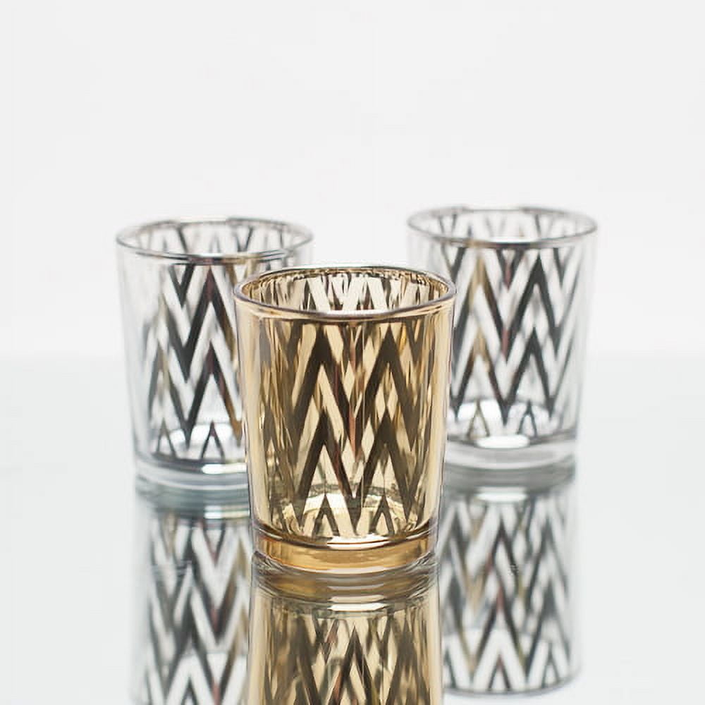 Richland Votive Candle Holder Metallic Silver Chevron Set of 72