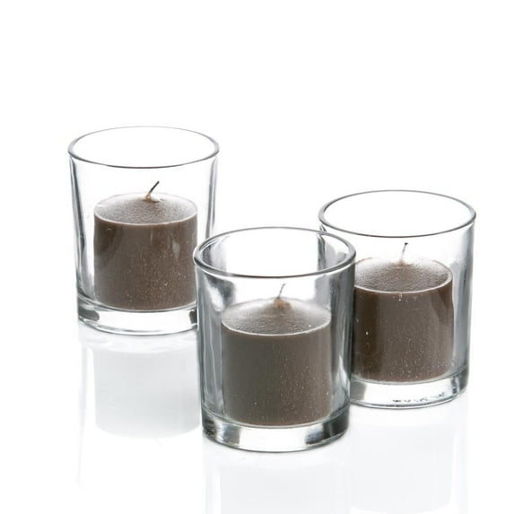 Richland Votive Candles Brown Unscented & Eastland Clear Votive Holders Set of 12