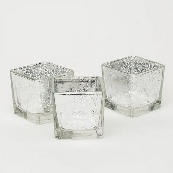 Richland Votive Candles & Eastland Votive Holders Silver Mercury Square Set of 72