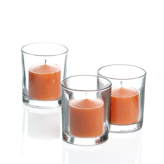 Richland Votive Candles Orange Unscented & Eastland Clear Votive Holders Set of 12