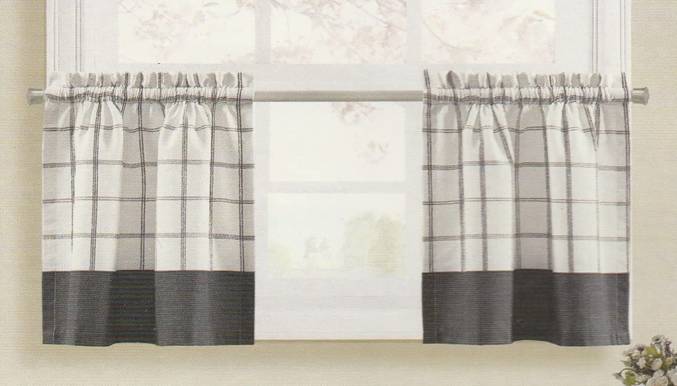Richloom Home Fashions Bistro Checkered Tier Pair Window Curtains, 60