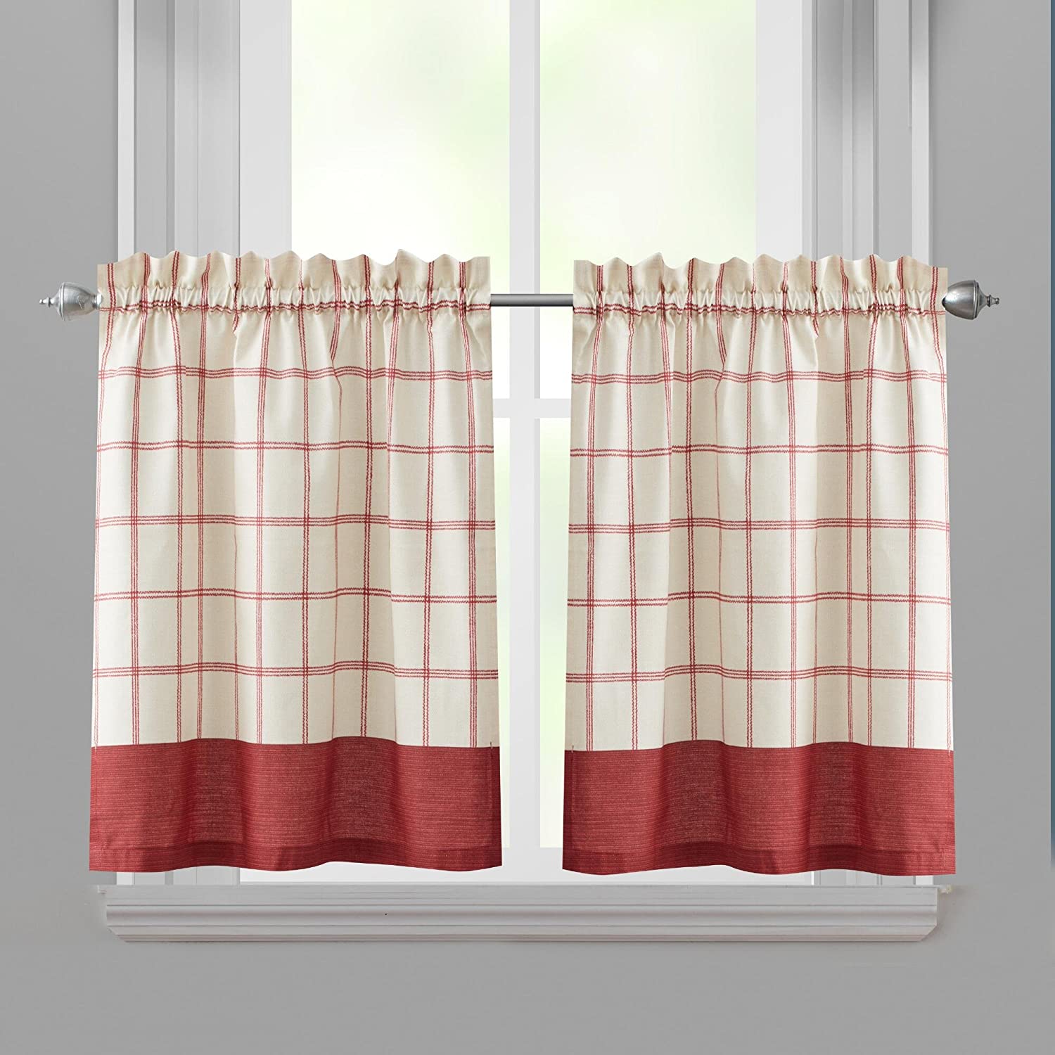 Richloom Home Fashions Bistro Checkered Tier Pair Window Curtains, 60