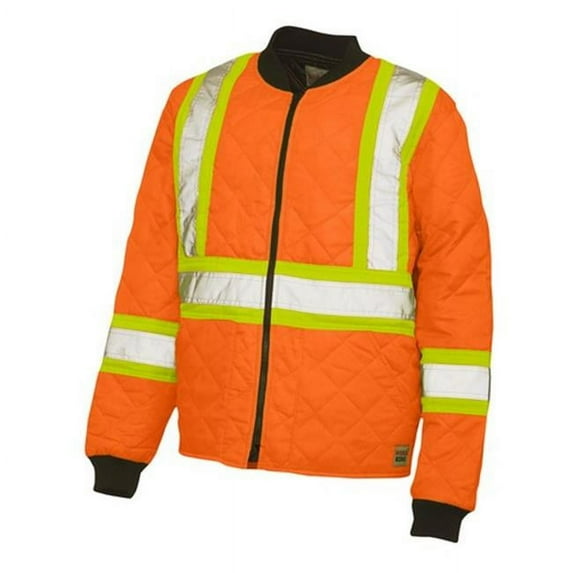 Richlu S43211FLORXL Orange Quilted Safety Jacket with 2 inch Silver 3m Scotchlite on 4 inch Contrast Backing, Extra Large