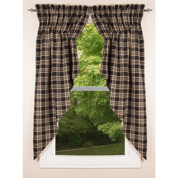 Richman Black with Gray and Cream 72" Wide x 63" Long Cotton Lined Gathered Curtain Swag by Home Collections by Raghu