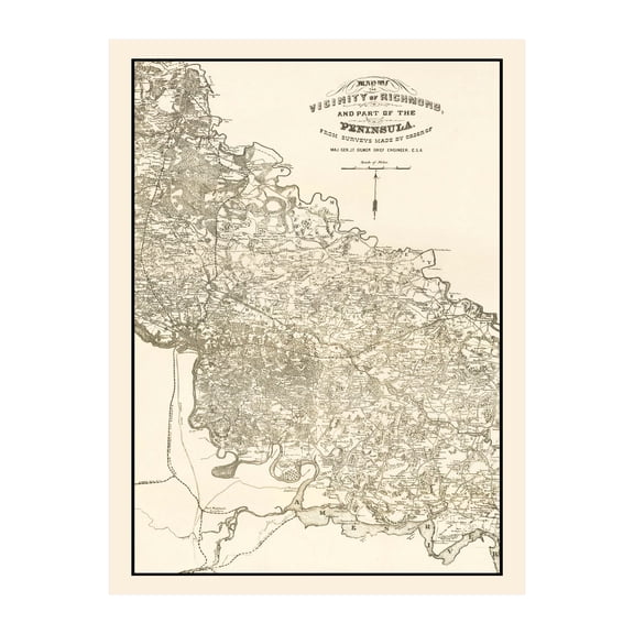 Richmond Art, 1867 Vintage Map of Richmond Virginia, VA History Wall Decor Gift, Old Richmond Map - 18" x 24" Unframed Print