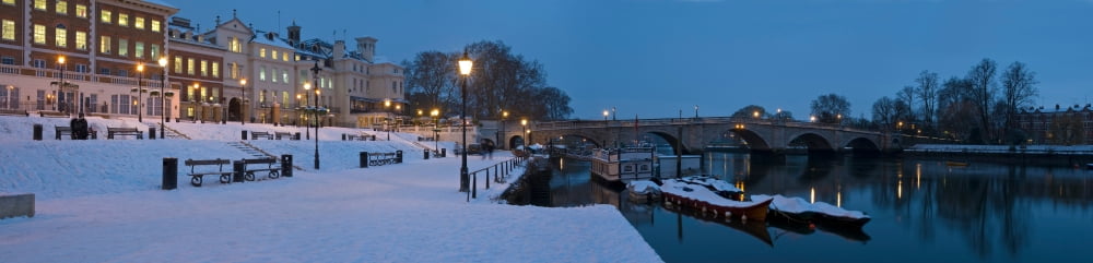 Richmond Bridge in winter Thames River Richmond London England Canvas Art - Panoramic Images (36 x 12)